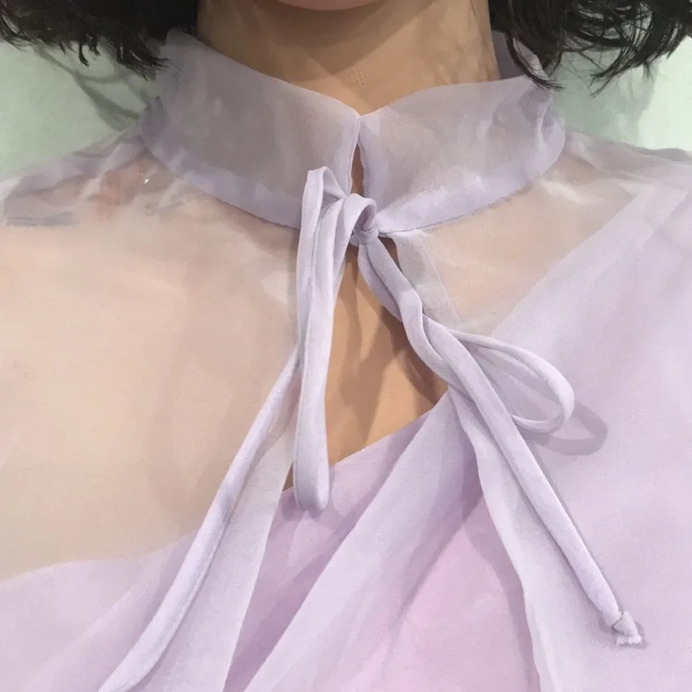Vintage 70s Lavender Sheer Dress and Jacket